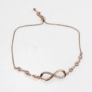 Rose Gold-filled Crystal Infinite Knot Adjustable Bracelet